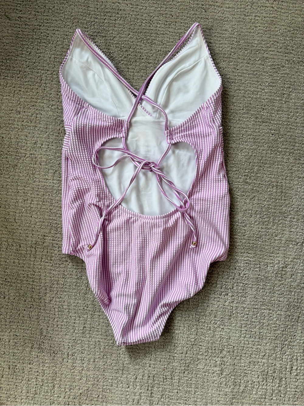 Vineyard Vines Purple Striped One-Piece Swimsuit - Picture 2 of 4